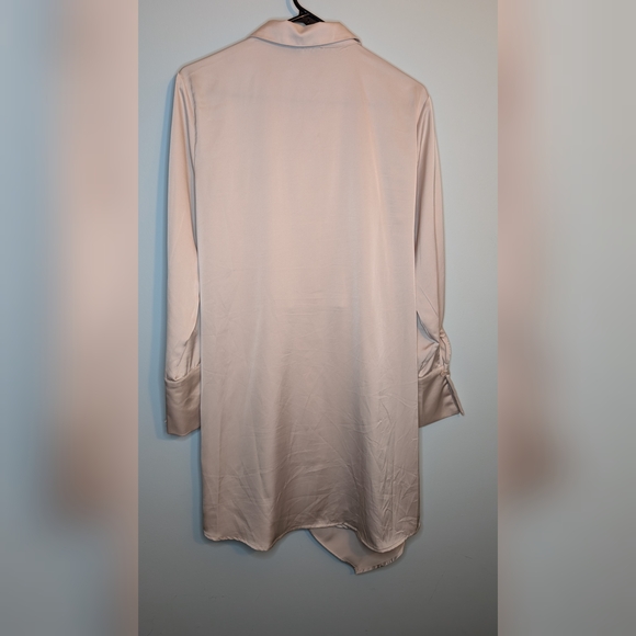 AND NOW THIS Cream Satin Dress with Tie - Picture 2 of 8